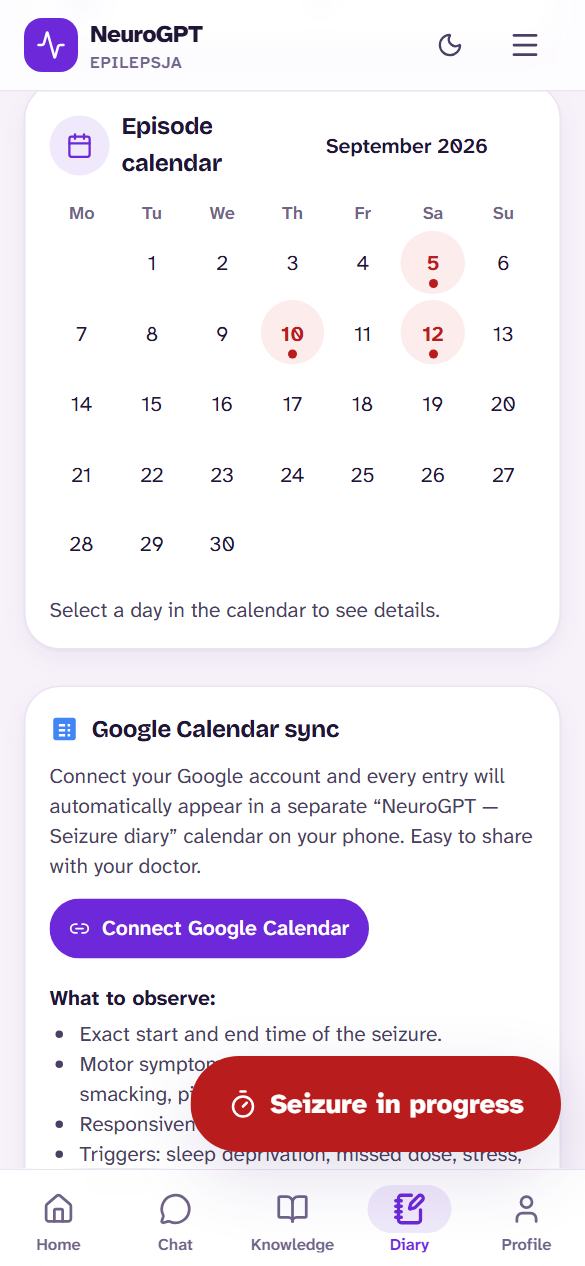 Episode calendar