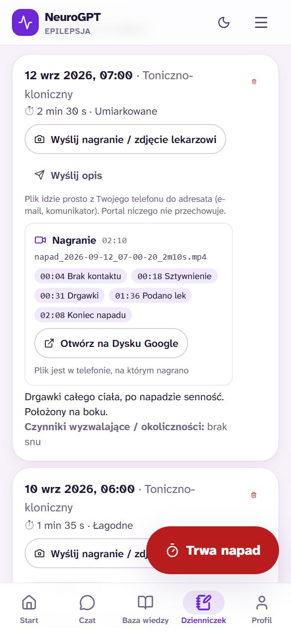 Nagranie przy wpisie w dzienniczku